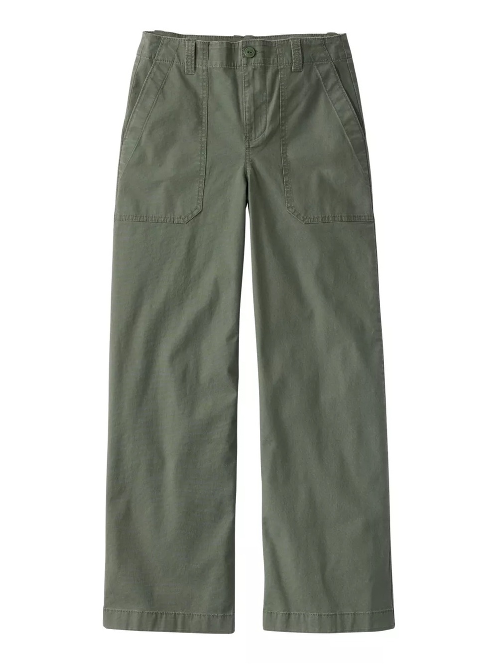 L.L. Bean Women's 207 Vintage Cotton Canvas Pants, High-Rise Wide-Leg in Thyme